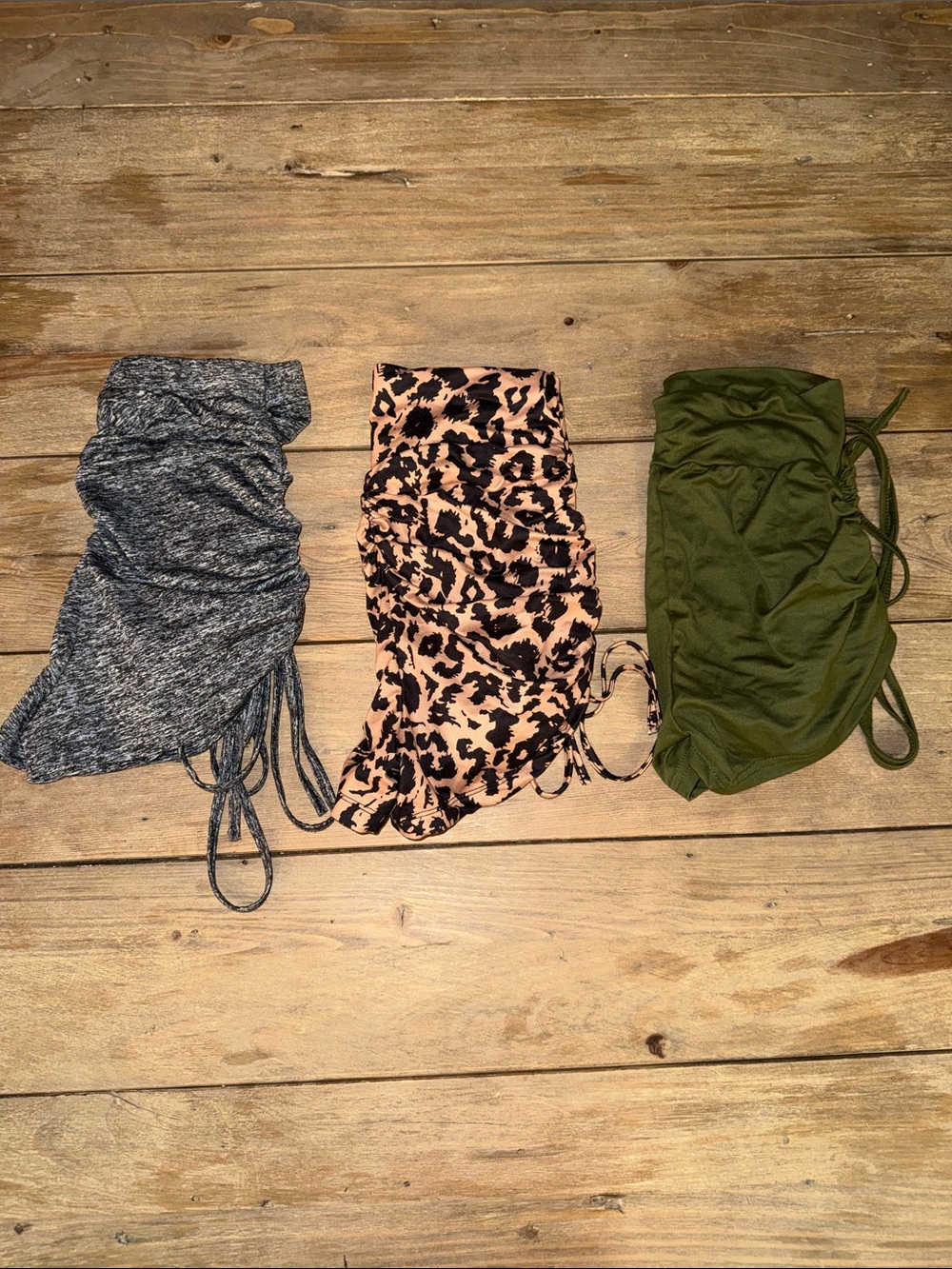 SHEIN Gray, Leopard Print & Olive Green Bike Shorts Trio